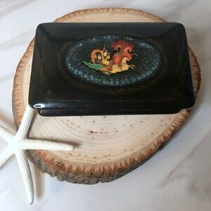 Vintage Russian Lacquered Box. Russian Fairy Tale lacquer box with gorgeous hand